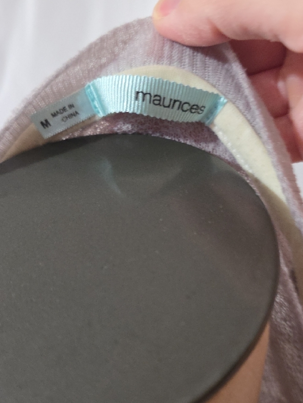 Maurices Lavender Crewneck Sweater with Cream Stripe Sleeves - Picture 2 of 3